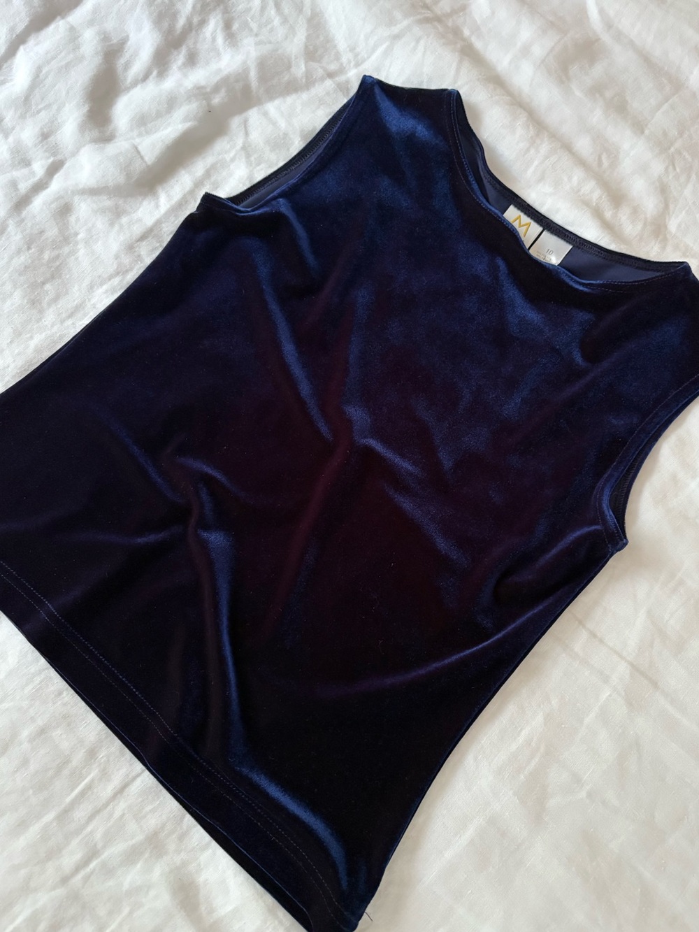 90s Velvet Sleeveless Top, blue, small